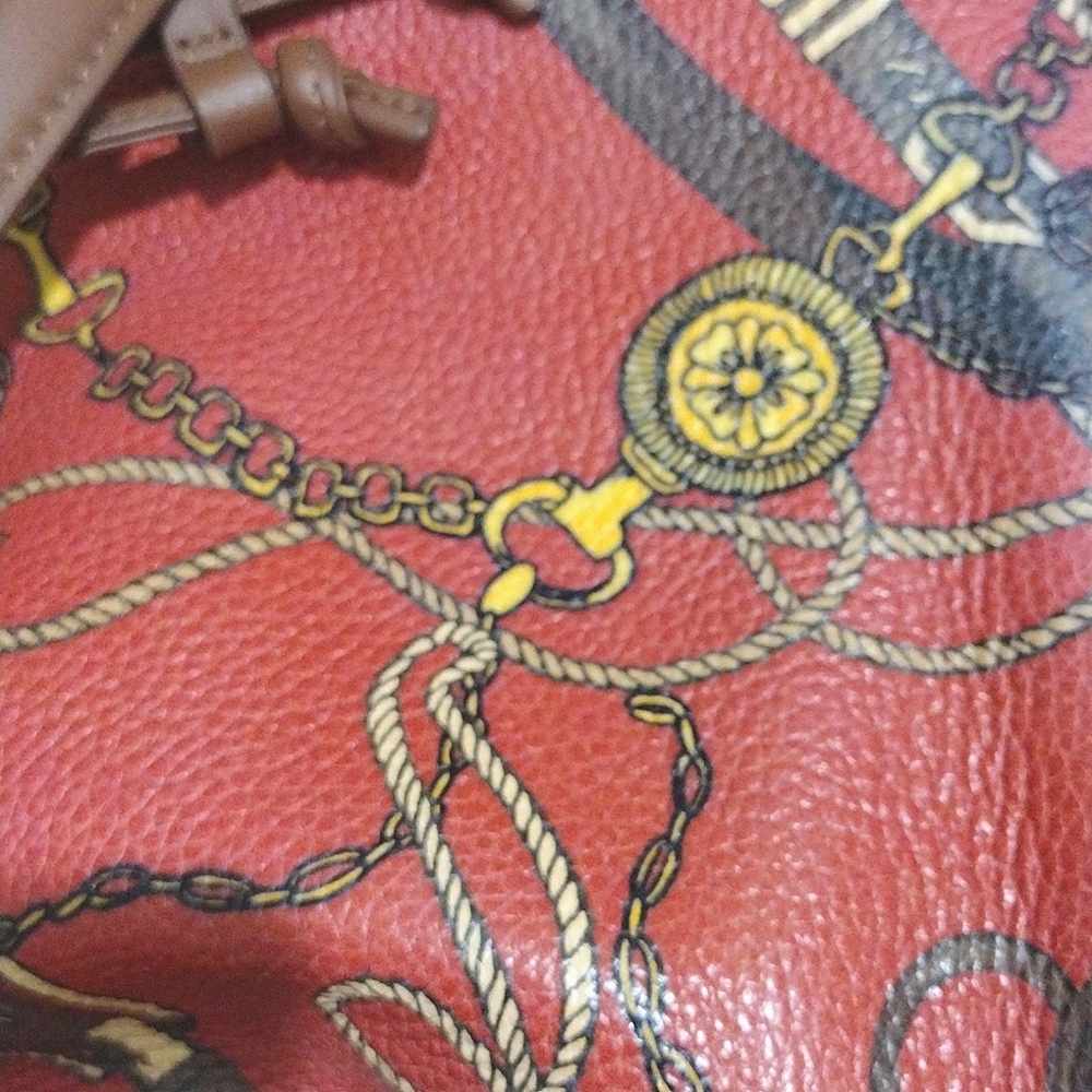 Talbot's Equestrian Print Leather Bucket Bag Crossbody EUC - Picture 10 of 10